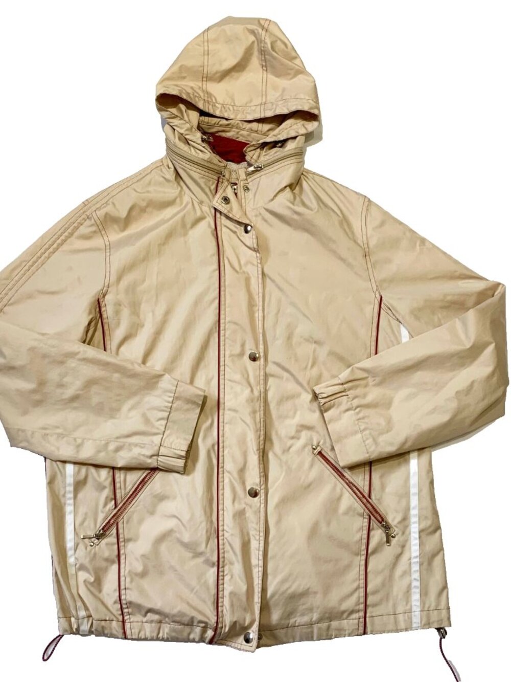Vintage 90s Arctic River Windbreaker Jacket Women's Cream Beige Detachable Hood